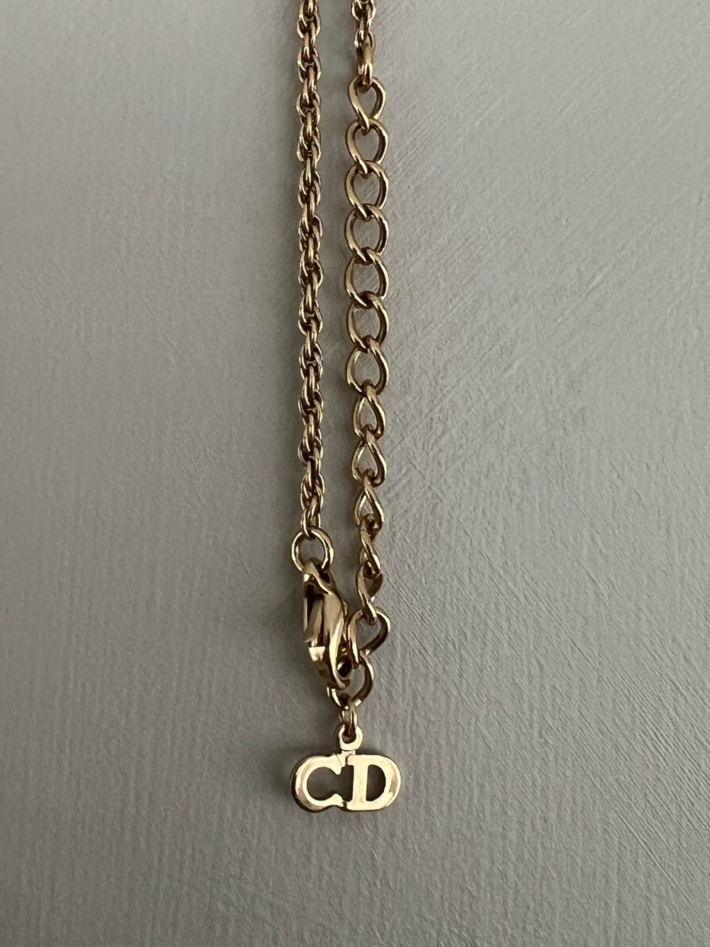 Christian Dior Vintage CD Logo Gold Tone Chain Necklace